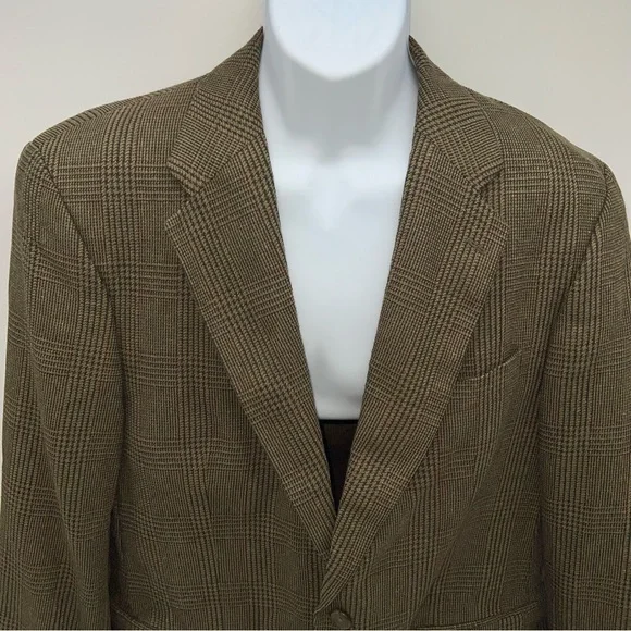 Ralph Lauren Men’s Polo University Club Brown Plaid Wool Tweed 2 Button Blazer